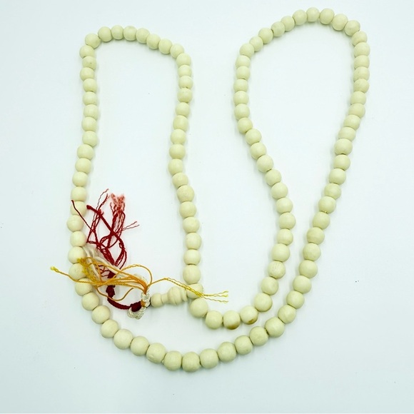 Vintage Tibetan Ivory Bone Mala Beaded Prayer Necklace - Picture 5 of 6